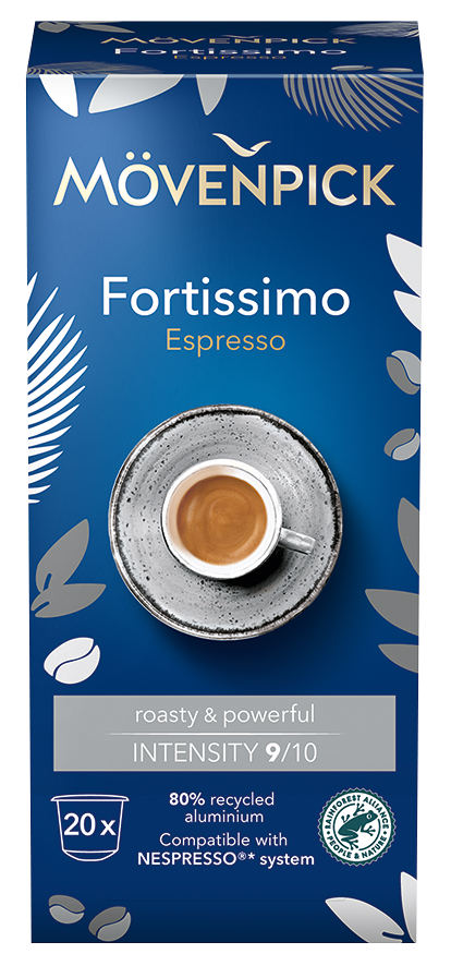 Moevenpick Alu Kapseln Fortissimo 20er 3D 2025 frontal